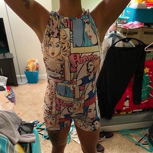 Pop Art Print Unitard Romper
